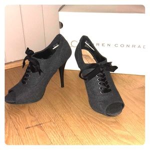 Lauren Conrad Camila-Grey Peep-toe Booties